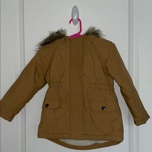 Old Navy Toddler Hooded Coat with Faux Fur Trim Tan 3T
